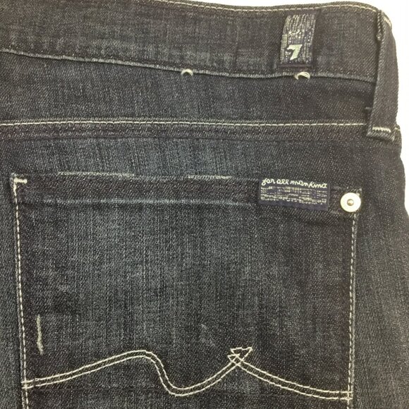 7 For All Mankind Womens 31 Bootcut Jeans Dark Wash Denim Cotton/Spandex Blend - Picture 9 of 12